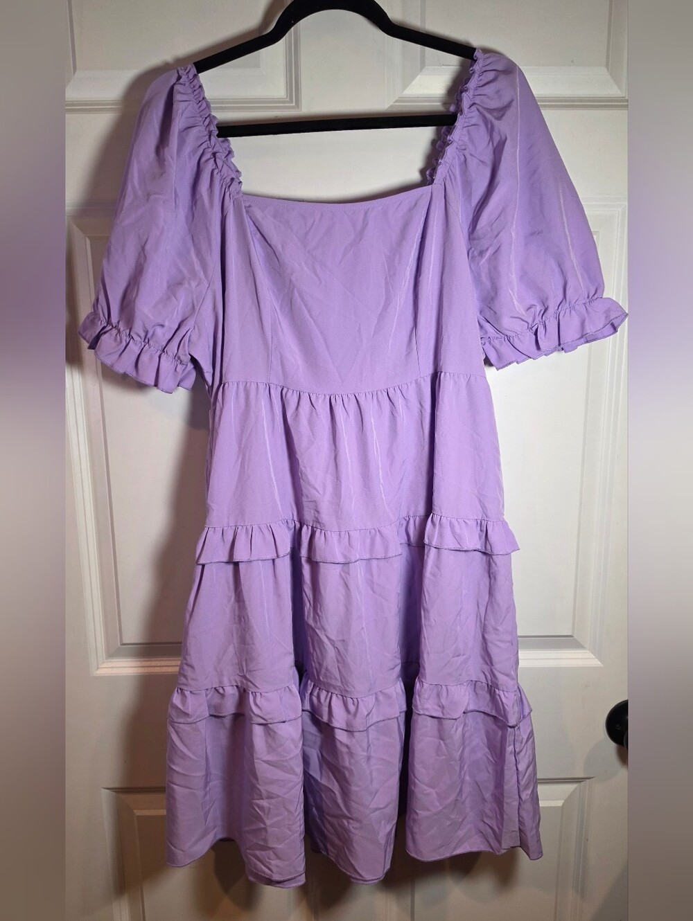 Shein Curve Lilac Tiered Puff-Sleeve Dress 1XL